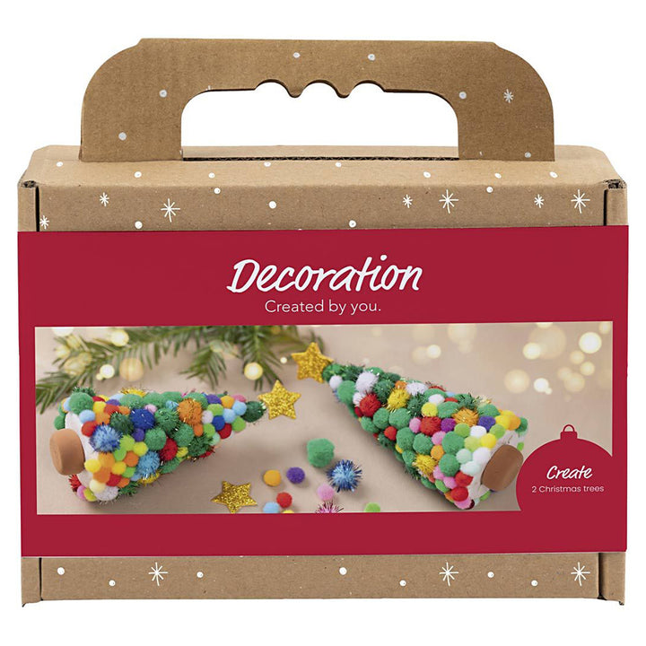Pom Pom Christmas Trees | Makes 2 Freestanding Ornaments | Kids Craft Kit