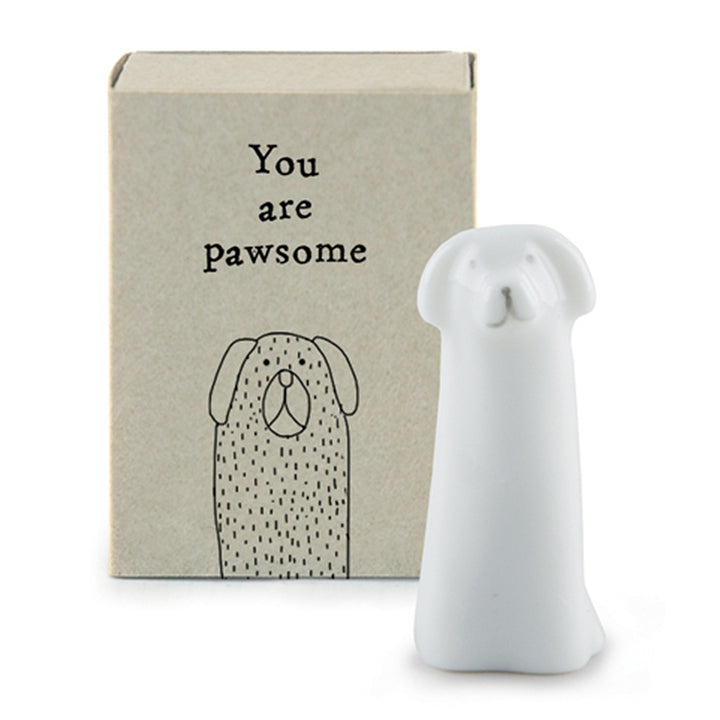 You are Pawsome | Porcelain Dog in a Matchbox | Cracker Filler | Little Gift