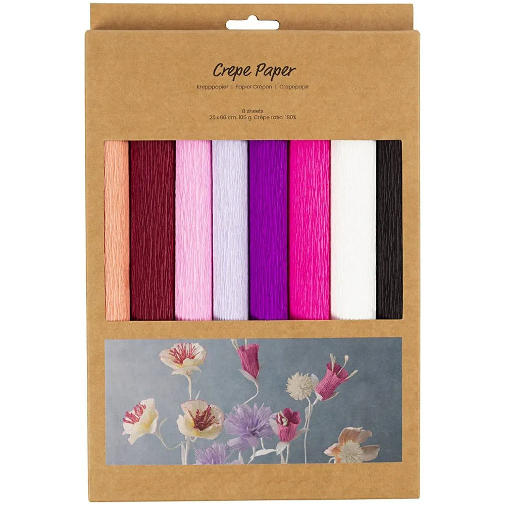 Assorted Mixes | 8 Rolls | Crepe for Paper Flower Making Crafts | 25 x 60cm