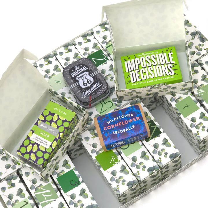 Advent Calendar Making Kit | 25 Soap Boxes & Outer Box | Watercolour Eucalyptus