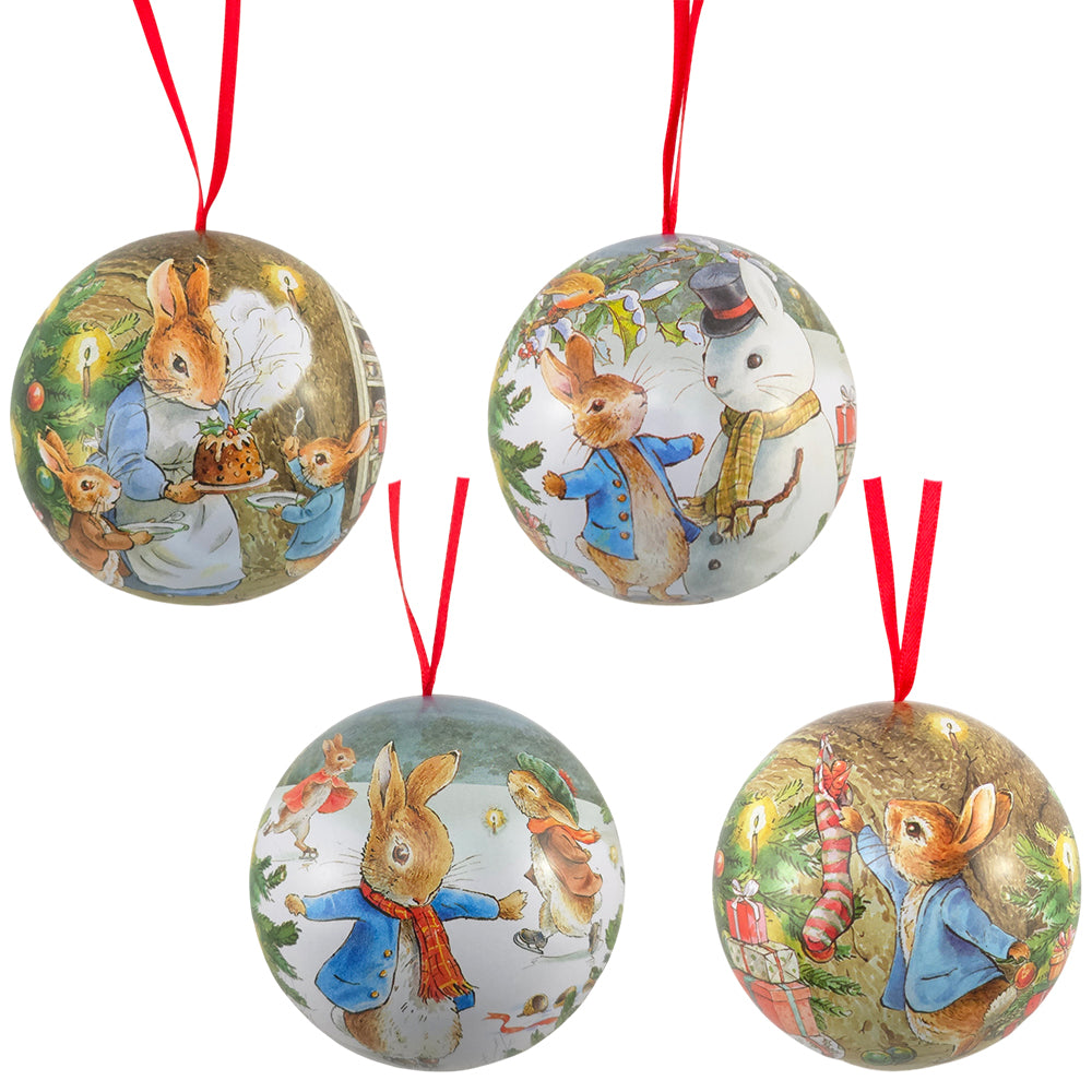 Peter Rabbit at Christmas | Fillable Tinware Spherical Baubles Collection | 7cm