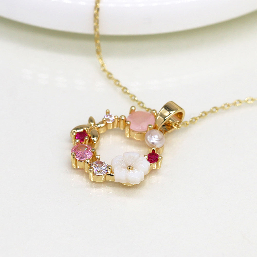 Pretty Floral Crystal Wreath Necklace | Mini Gift | Cracker Filler