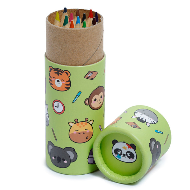 Cute Zoo | Tube of Pencil Crayons for Kids | Mini Gift | Cracker Filler