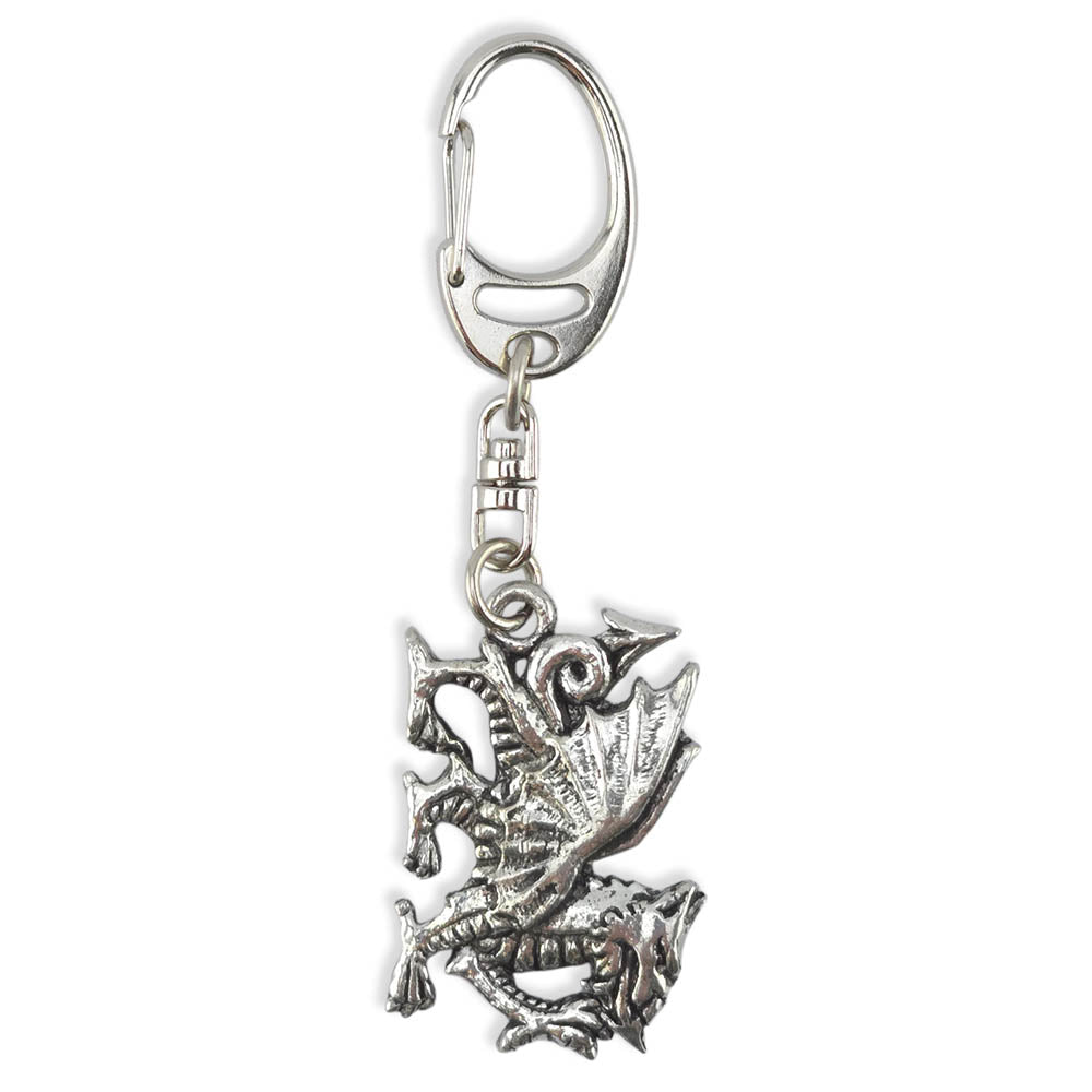 Welsh Dragon | Chunky English Pewter 3D Keyring | Little Gift | Cracker Filler