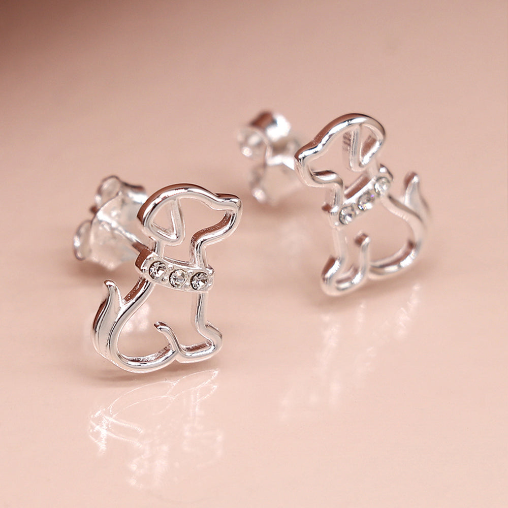 Sterling Silver Puppy Dog Crystal Stud Earrings | Mini Gift | Cracker Filler