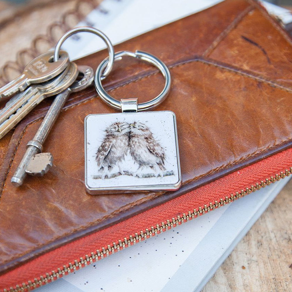 Wrendale Metal Keyring | Owls Cuddling | Cracker Filler Gift