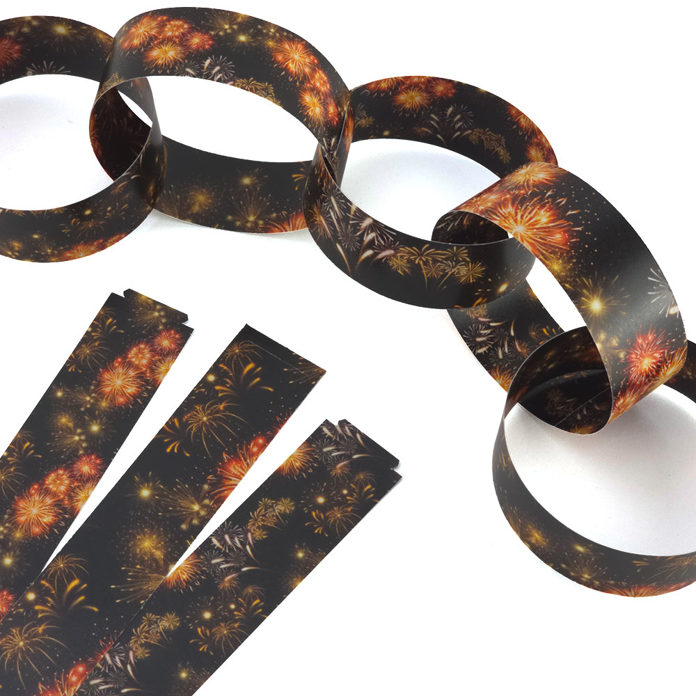 30 Reusable Paper Chains | The Sky at New Years Eve | No Glue Needed | 2.5m