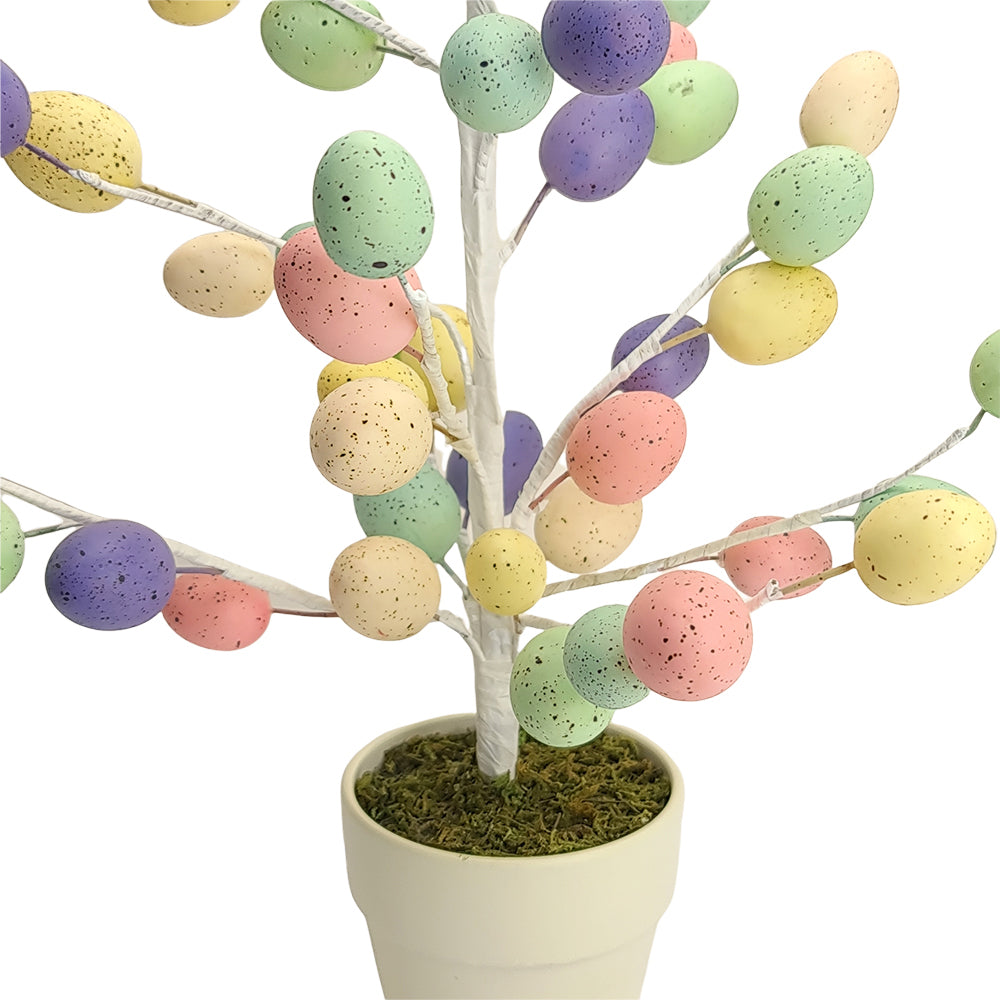 White Easter Tree with Pastel Eggs | 45cm Tall