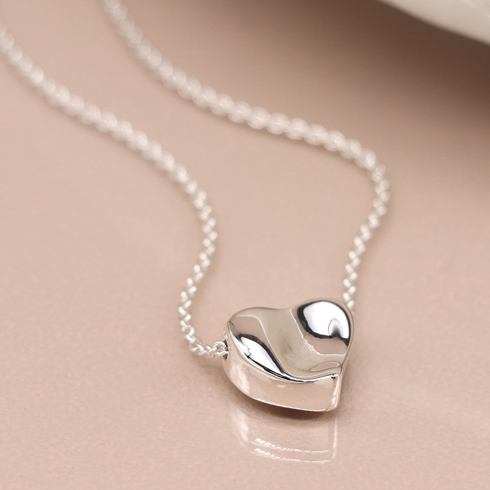 Silver Plated Wavy Surface Heart Necklace | Mini Gift | Cracker Filler