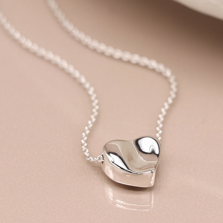 Silver Plated Wavy Surface Heart Necklace | Mini Gift | Cracker Filler