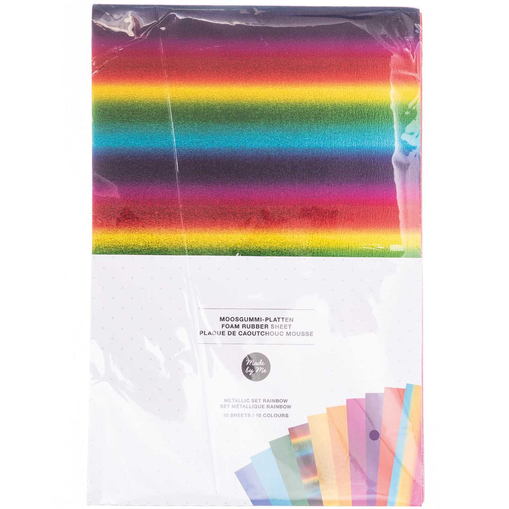 10 Assorted Sheets of A4 Metallic Rainbow Craft Foam - 2mm Thick