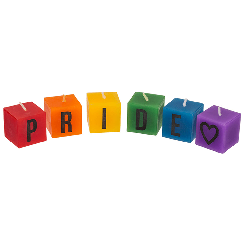 Rainbow Pride Worded Cube Candles | 6 Mini 3cm Cubes | Home Décor or Gift Item