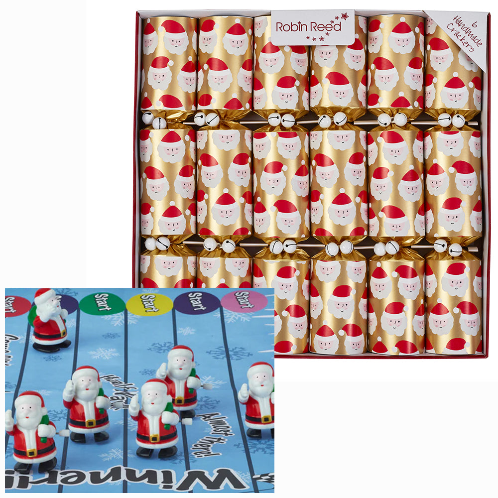 Racing Santa | 6 Handmade Crackers | Christmas Fun | Ready Made