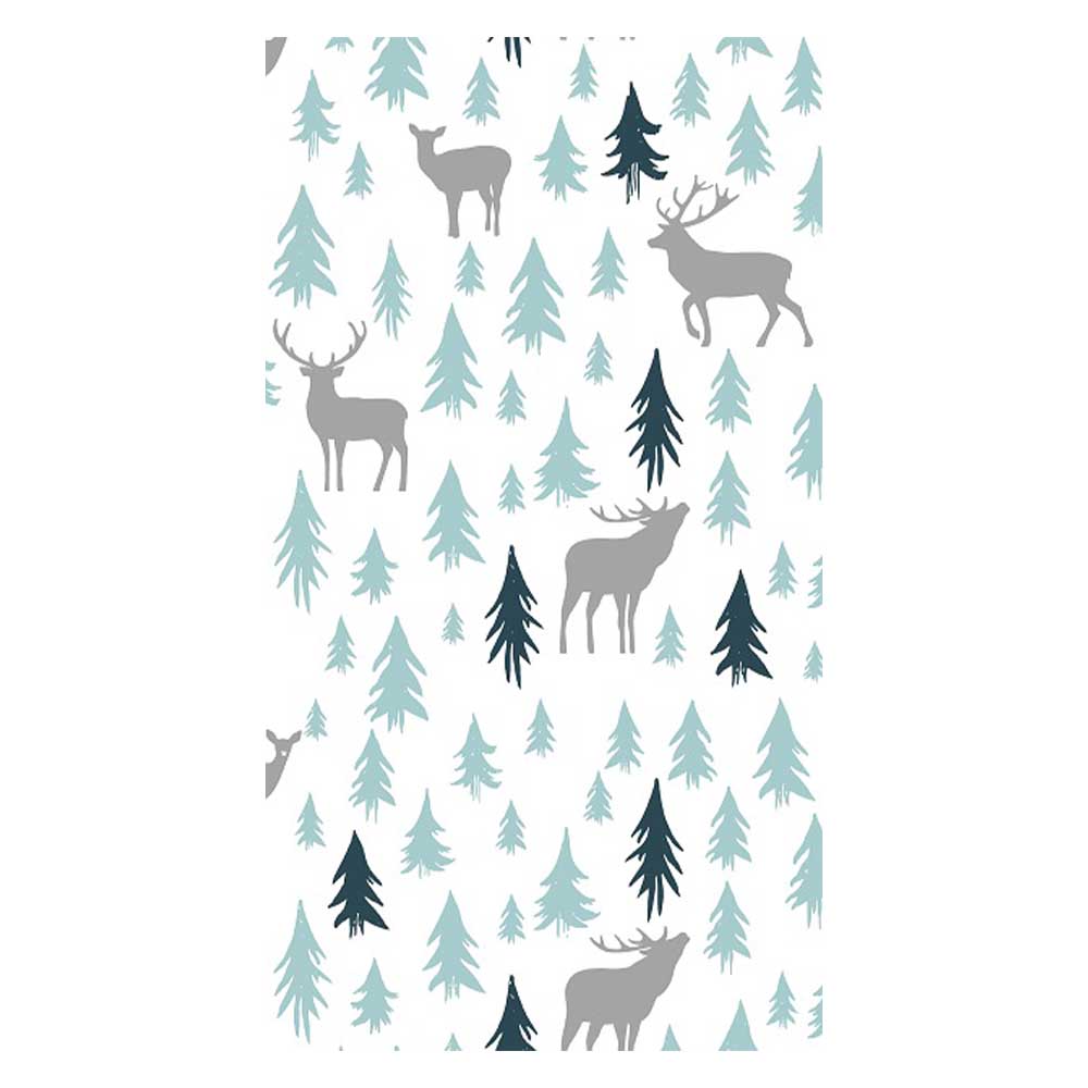 Silver Christmas Deer | Slim Folded Paper Napkins | 33cm x 40cm | 15 Pack