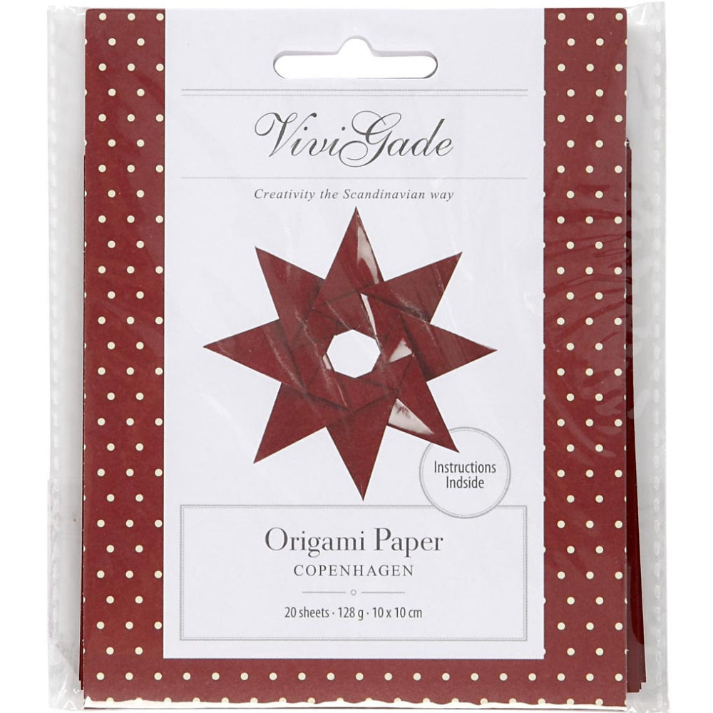 20 Red Double Side Origami Papers - 10cm