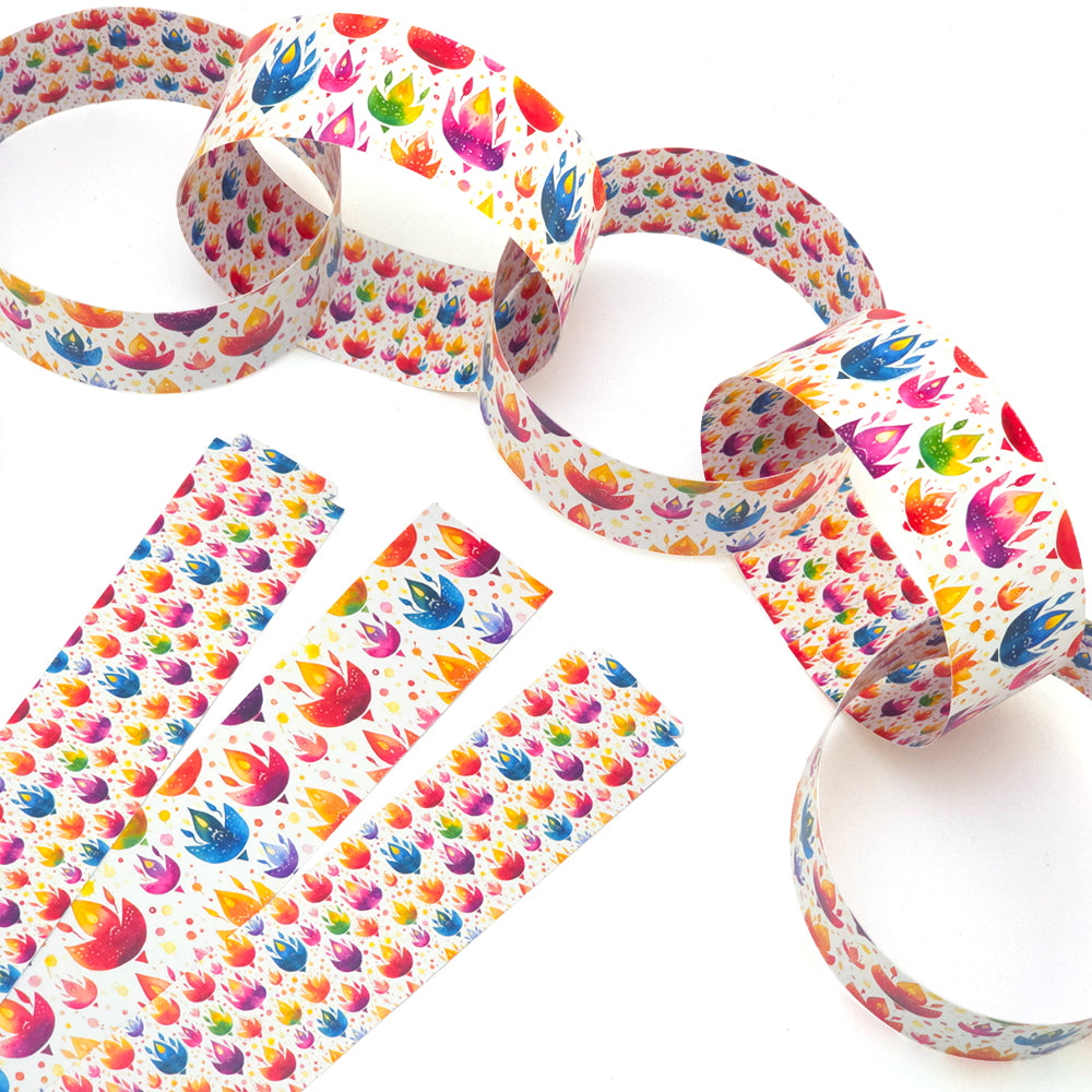 30 Reusable Paper Chains | Bright Diwali Candles | No Glue Needed | 2.5m