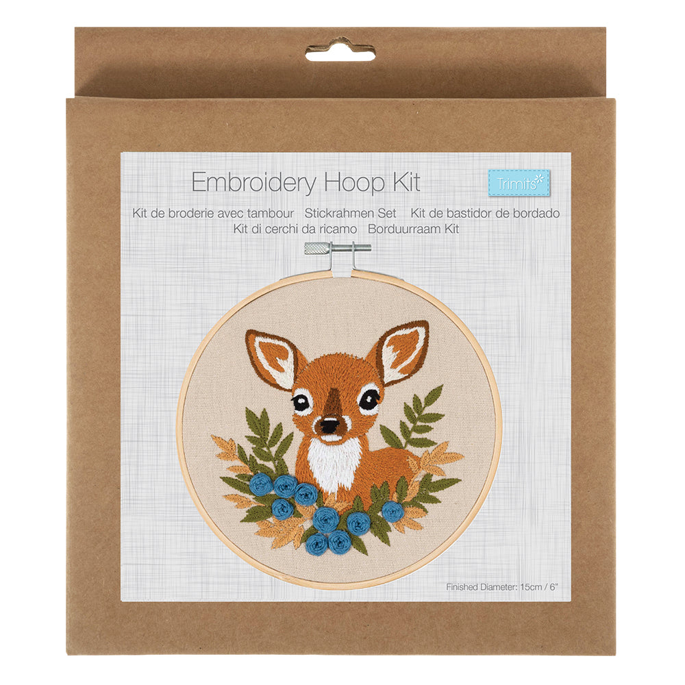 Pretty Deer | Complete Embroidery Kit with Hoop | 15cm Wide