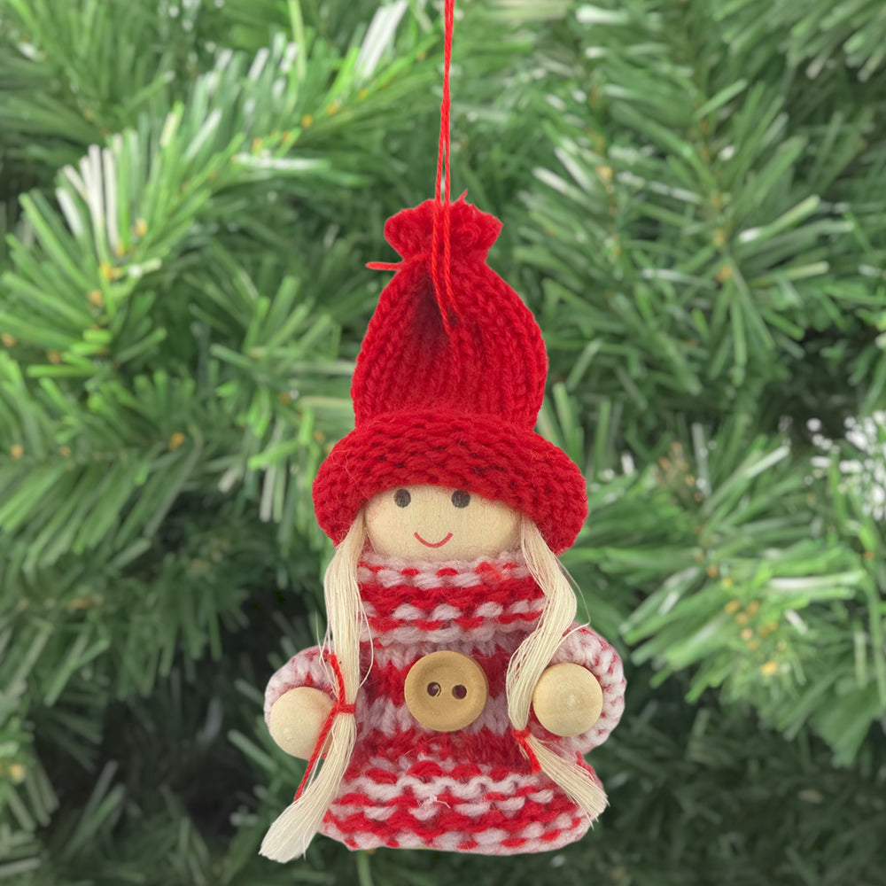 Scandi Girl | Knitted Christmas Tree Decoration | Single | Cracker Filler