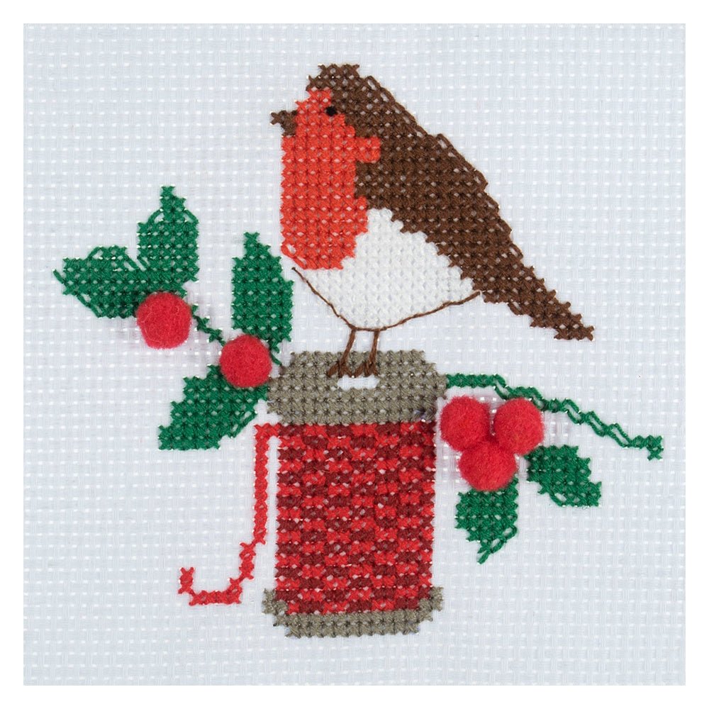 Christmas Robin | Small Cross Stitch | Complete Kit | 13cm