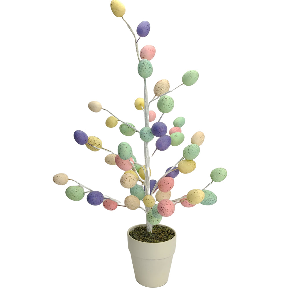 White Easter Tree with Pastel Eggs | 45cm Tall