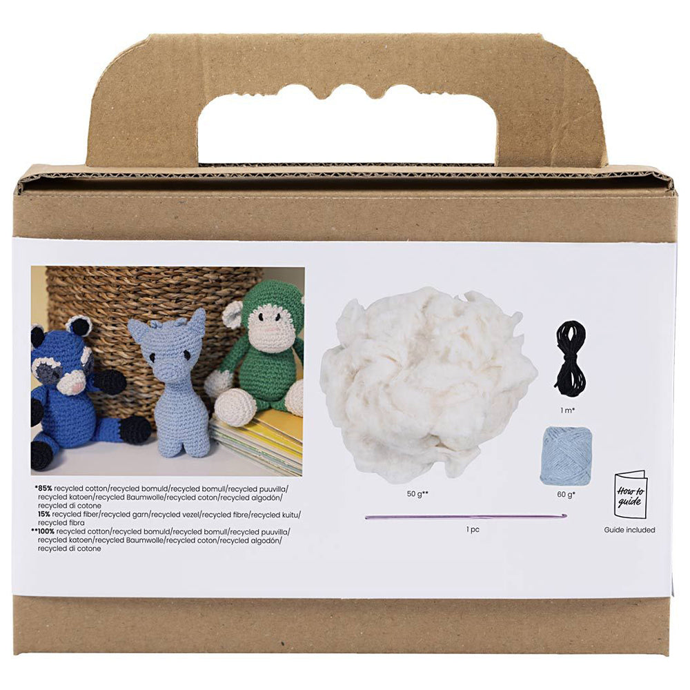 Amigurumi Complete Craft Kit | Light Blue Giraffe | Japanese Crochet | 15cm Tall