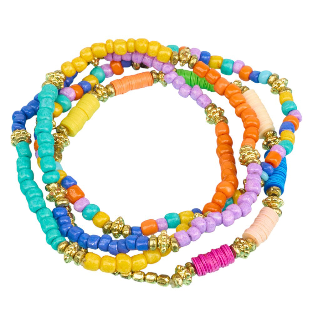 Pretty Beaded Bracelets | Set of 4 | Fair Trade | Mini Gift | Cracker Filler