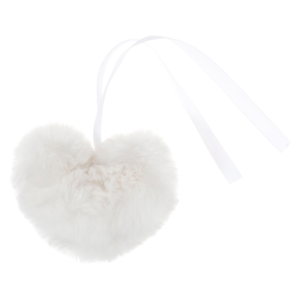9cm Faux Fur Heart Shaped Pom Pom | Gift Wrap, Home Decor & Crafts