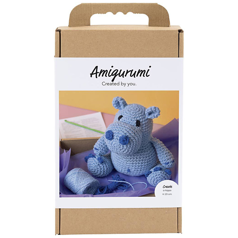 Amigurumi Complete Craft Kit | Blue Hippo | Japanese Crochet | Large 23cm