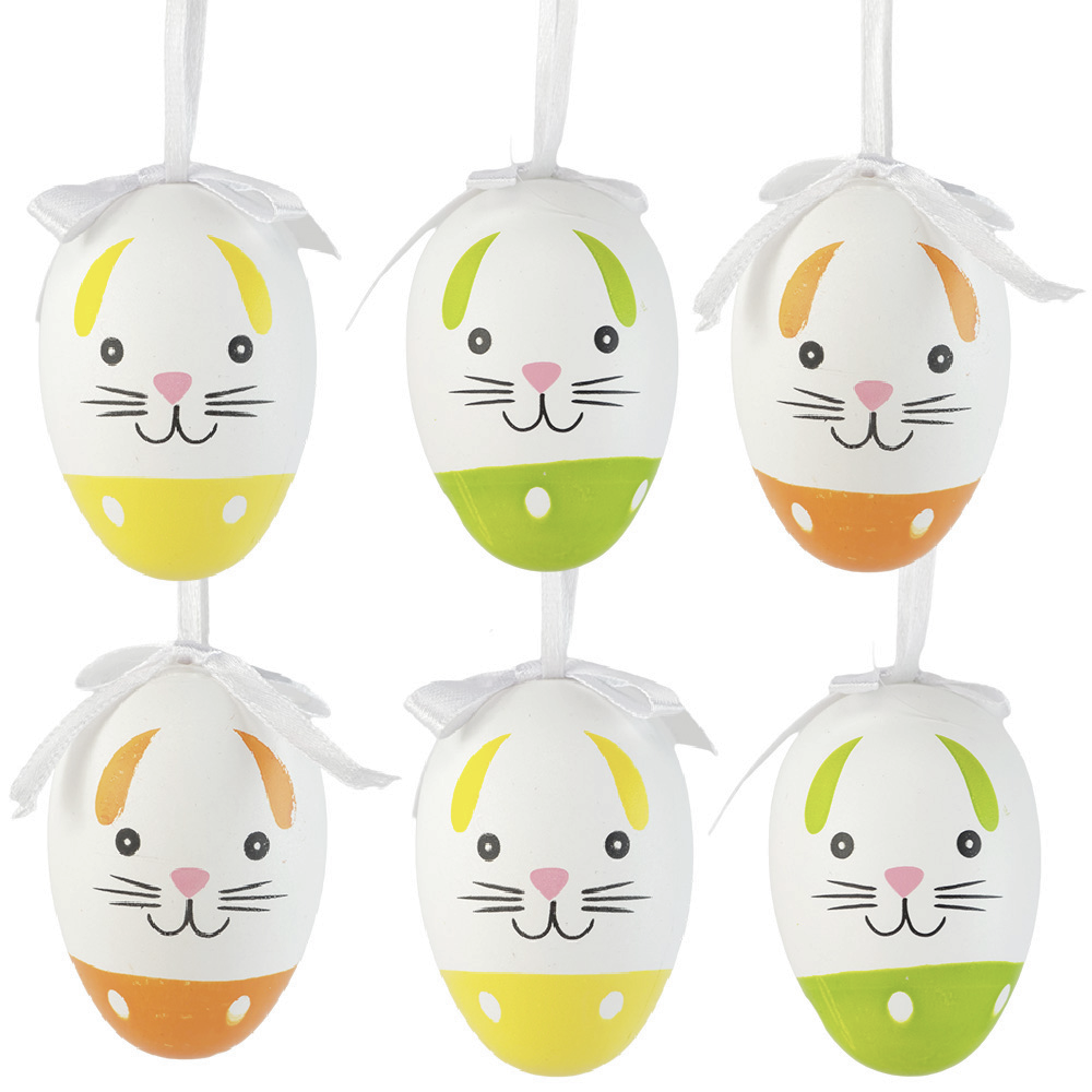 Cute Bunny Eggs | 6 Hanging Easter Tree Decorations | 6cm Tall