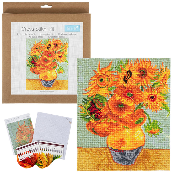 Van Gogh Autumnal Sunflowers | Complete Counted Cross Stitch Kit | 32x40cm