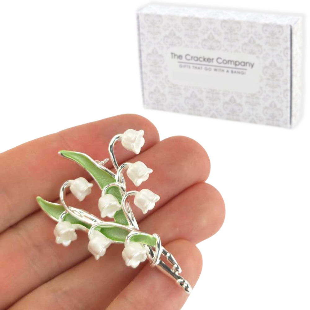 White Lily of the Valley Brooch | 5.5cm Long | Mini Gift | Cracker Filler
