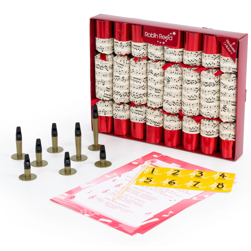 8 Premium Christmas Music Crackers | With Whistles & Music Sheets | Ready Made