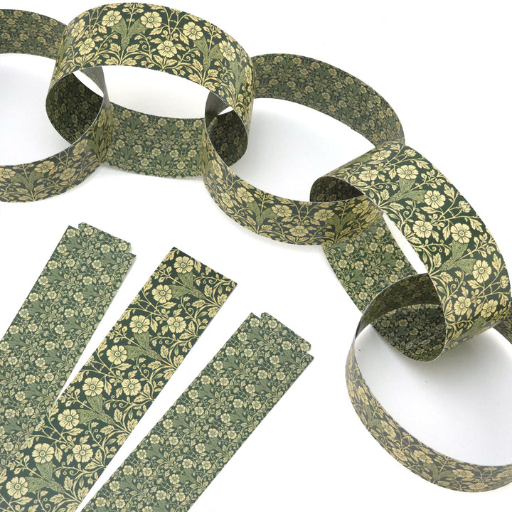 30 Reusable Christmas Paper Chains | Sage Florals | No Glue Needed | 2.5m