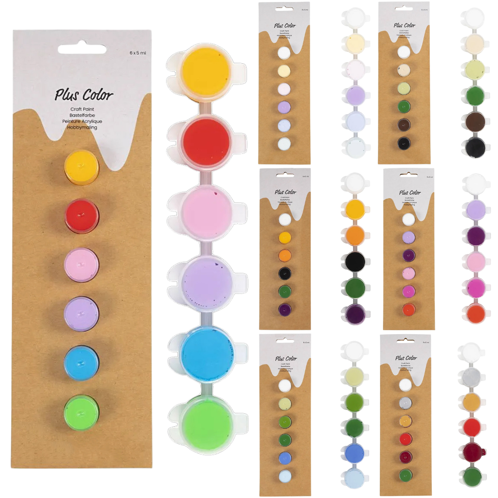Assorted Palettes | 6 Mini Pots of Acrylic Paint | Water Based & Quick Drying