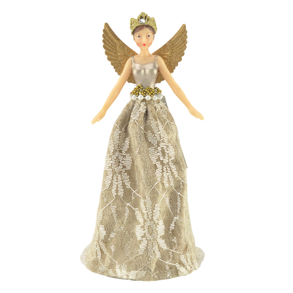 Luxurious Old Gold Fairy | Christmas Tree Topper | 19cm | Gisela Graham