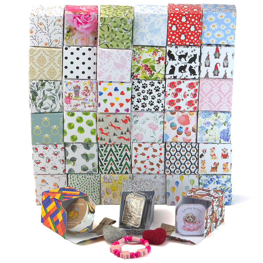 Pink Damask | Mini Gift Box | 5cm Cube | 6 Boxes