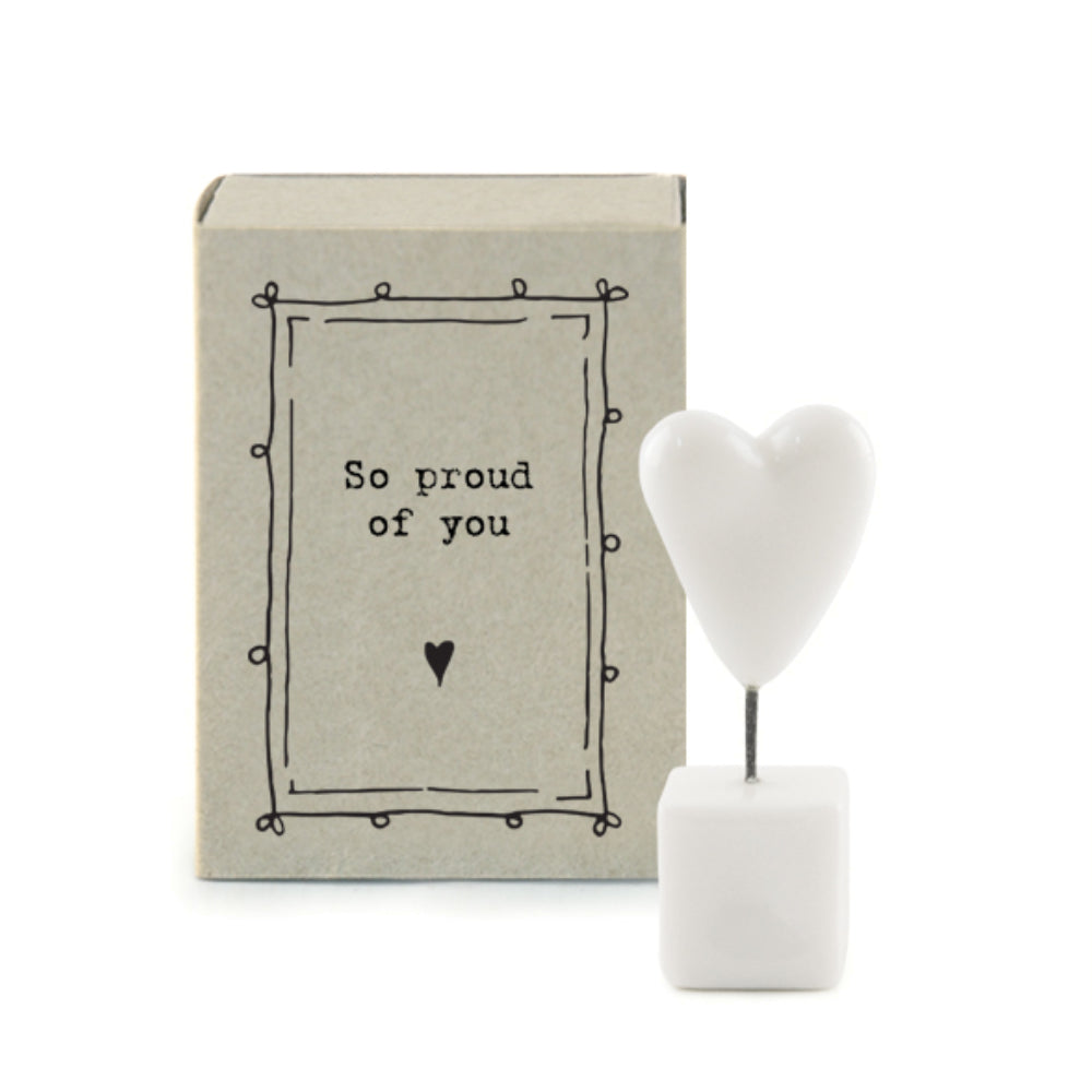 So Proud of You | Porcelain Heart on Stand | Cracker Filler | Little Gift