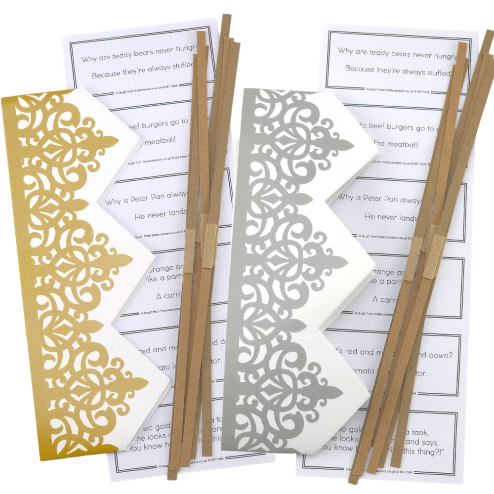 Adjustable Cracker Hats, Snappy Strips & Jokes for 12 DIY Crackers | Generic, Christmas or Birthday Jokes