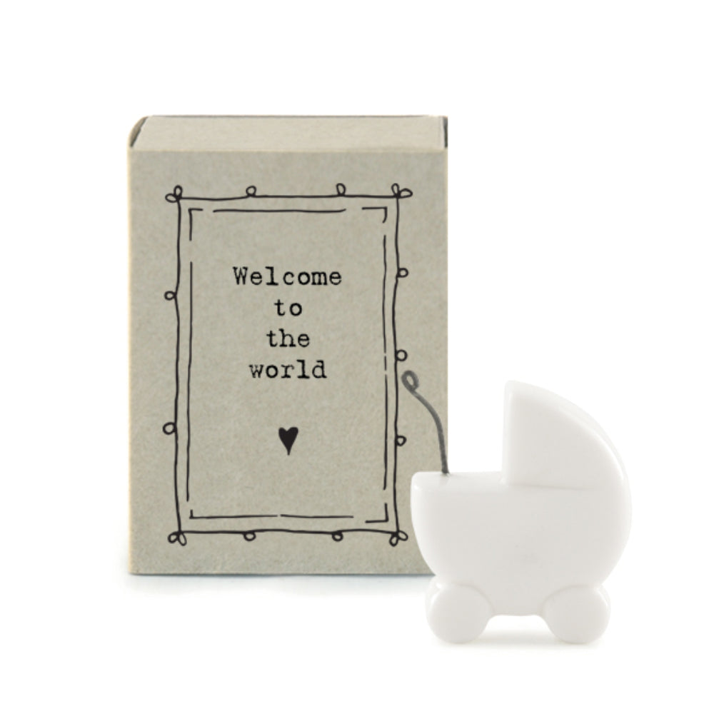 Welcome to the World New Baby | Ceramic Pram | Cracker Filler | Mini Gift