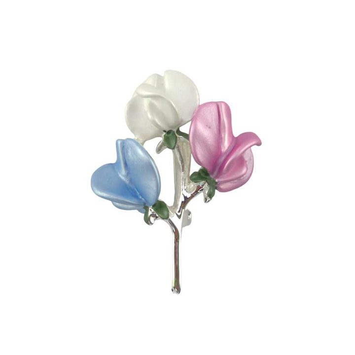 Sweet Pea Bouquet | Silver Tone Brooch | Mini Gift | Cracker Filler