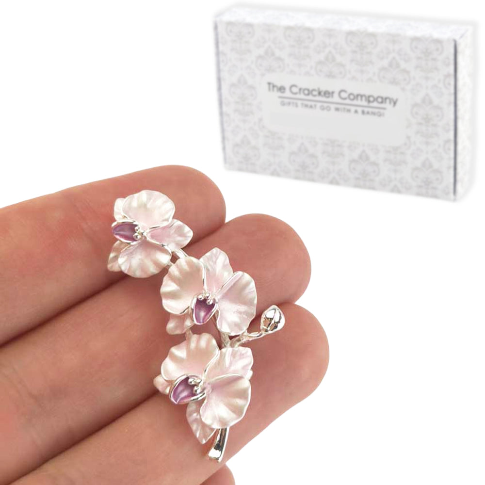 Pink Orchid Brooch | 4.5cm Long | Mini Gift | Cracker Filler