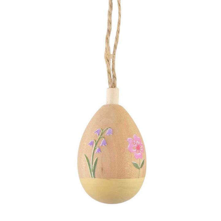 Pretty Floral Wooden Egg | Easter Tree Decoration | 5cm Tall | Gisela Graham