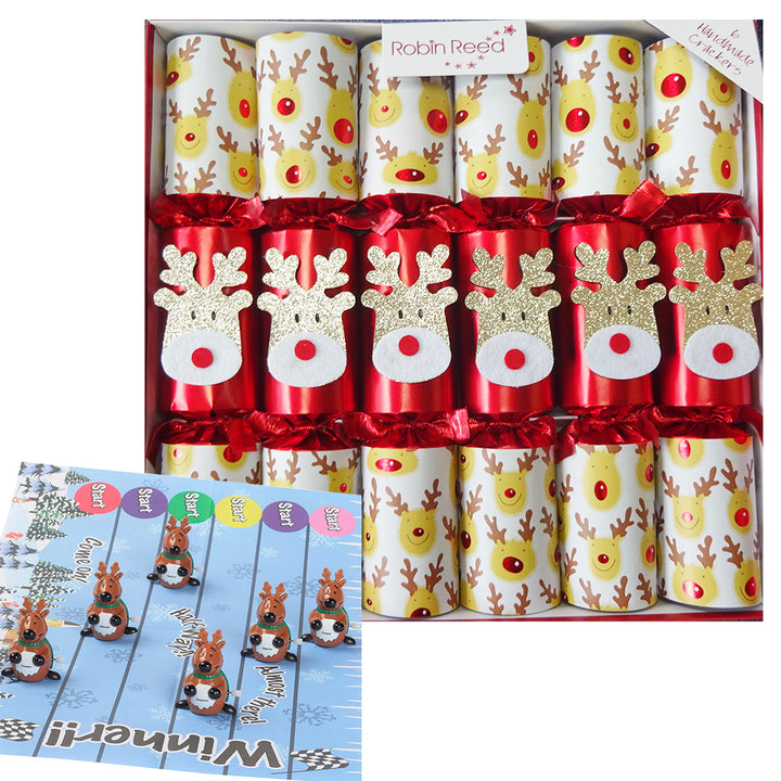 Racing Reindeer | Chunky Christmas Crackers | 6 Pack | Ready Made
