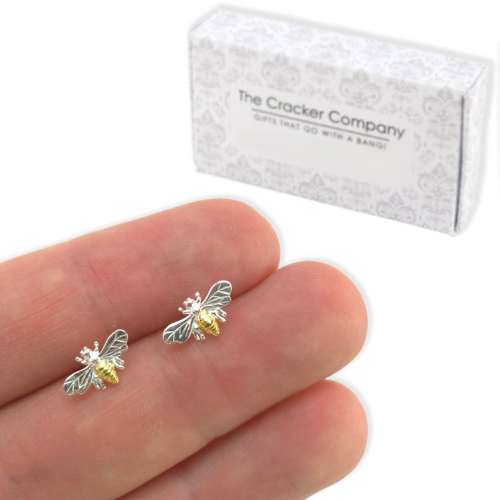 Bee Stud Earrings | Sterling Silver/Gold Plating | Mini Gift | Cracker Filler