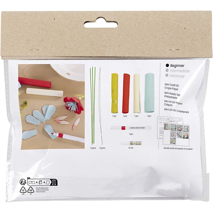 Pretty Flowers | Crepe Paper Flower Mini Craft Kit | Makes 5 Stems