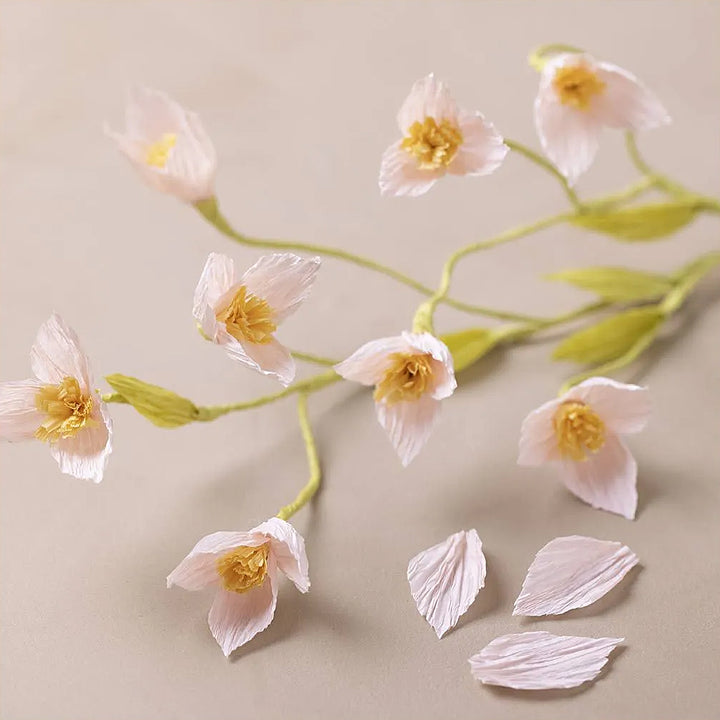 Crepe Cherry Blossom Flowers Craft Kit | Paper Flower Making | Stem of 5
