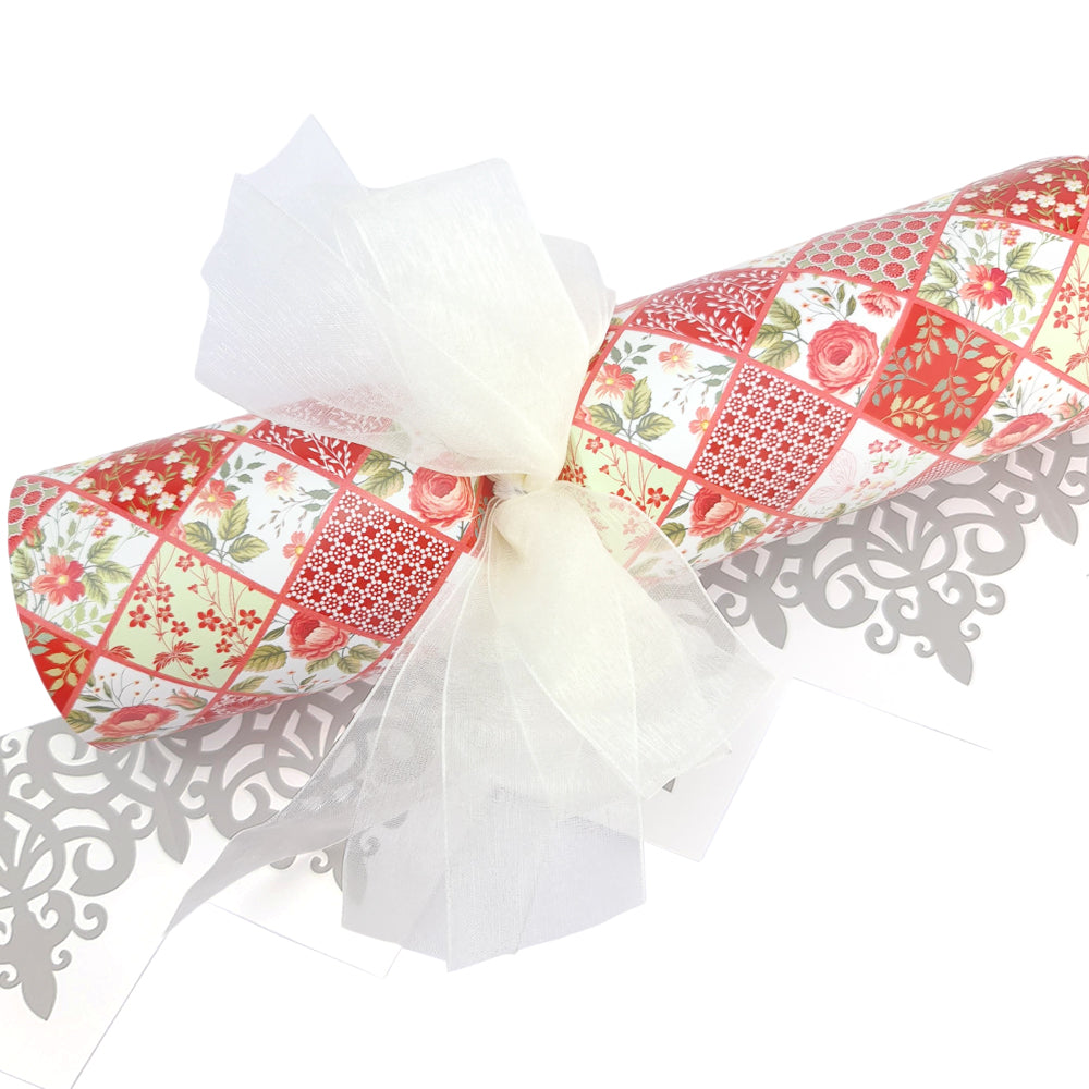 Red Floral Patchwork | Bowtastic Large Cracker Kit | Makes 6 With Big Bows