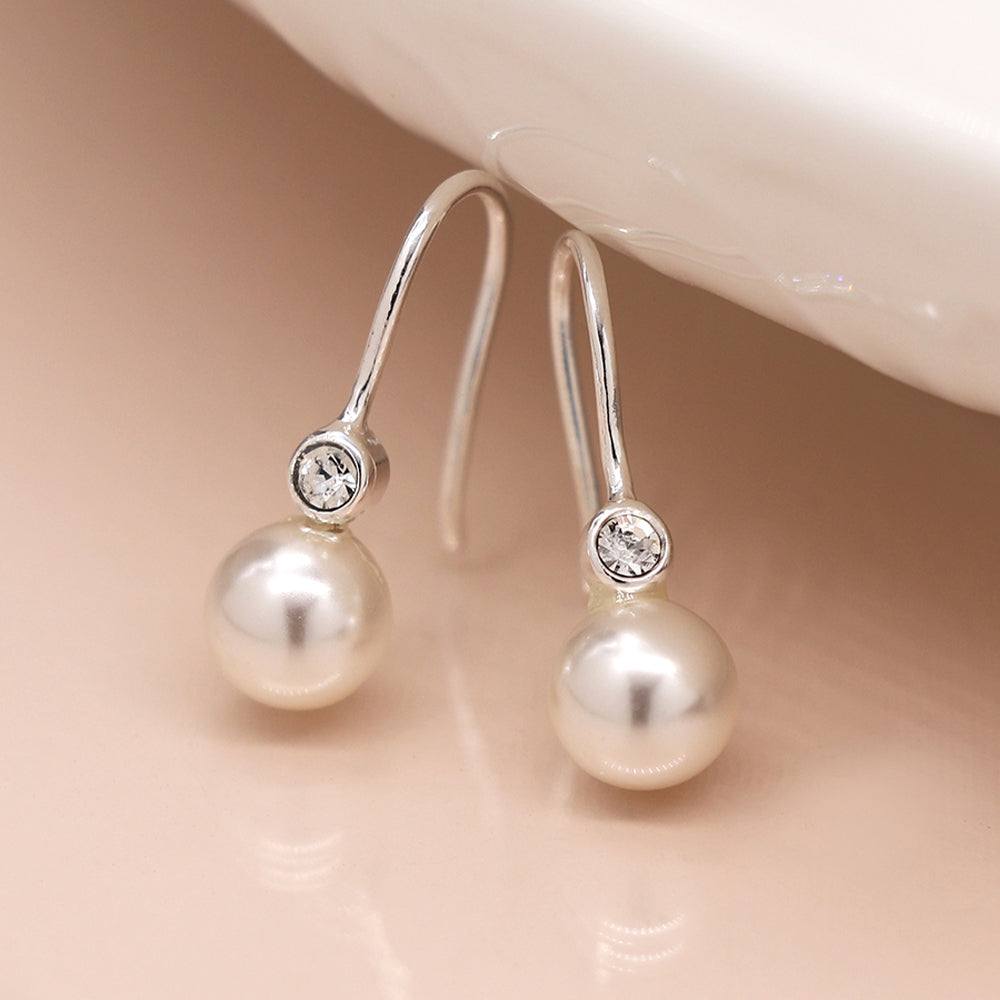 Sterling Silver Crystal & Pearl Drop Earrings | Mini Gift | Cracker Filler