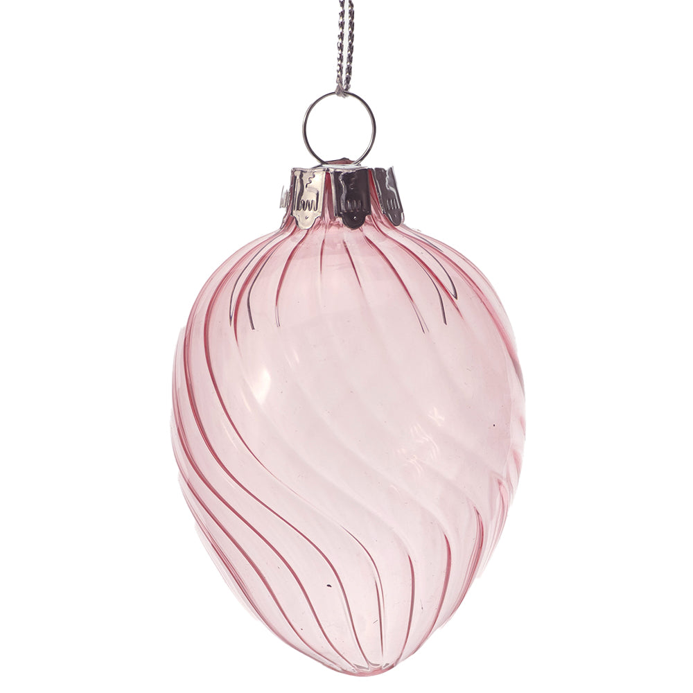 Pastel Pink | Spiral Glass Egg | Hanging Easter Tree Decoration | Gisela Graham