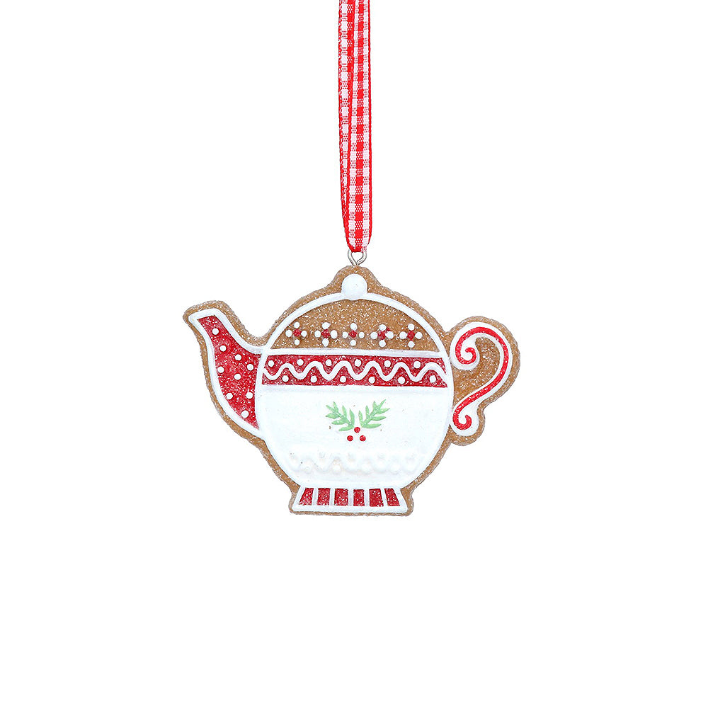 Iced Gingerbread Teapot Ornament | Christmas Tree Decoration | Cracker Filler Gift